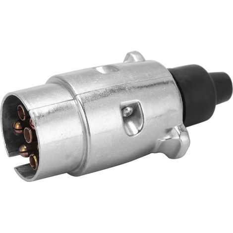 Fiche mâle 7 broches métal 12N 12V caoutchouc universel pour remorques caravanes camions bateaux (1/5)