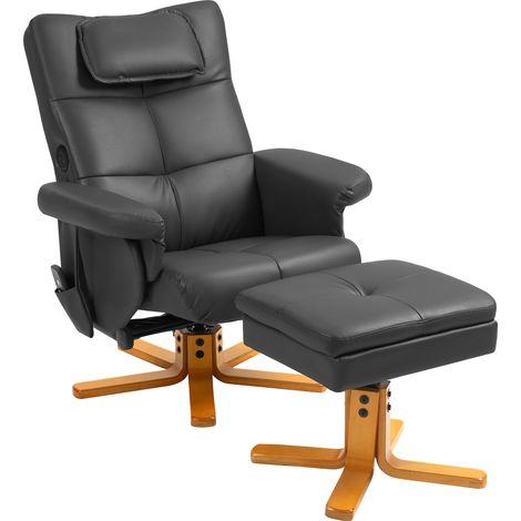 Fauteuil relaxant massant avec repose-pieds, dossier inclinable jusqu'à 135°, coffre de rangement intégré, télécommande incluse (1/5)