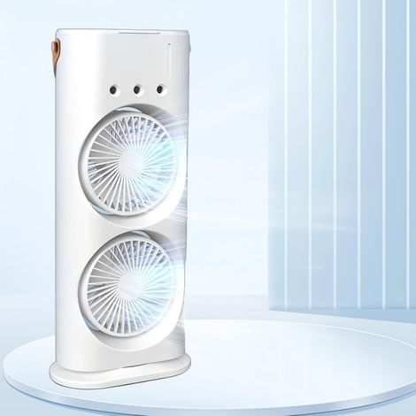 Mini ventilateur USB avec brumisateur - 3 en 1 : ventilateur personnel, refroidisseur d'air évaporatif et petit humidificateur, 3 vitesses réglables (1/5)