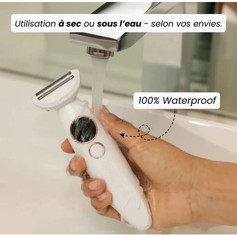 Afeitadora Elios 5 en 1 para mujer, afeitadora eléctrica para mujer, depiladora facial con pantalla, recortadora de bikini impermeable IPX7 5 en 1, axilas, línea del bikini, piernas, nariz, 5 cabezale (1/5)