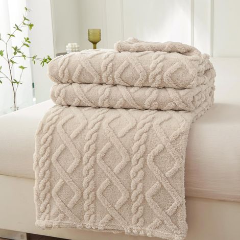 1 Couverture, polaire, motif diamant, sherpa, lit canapé