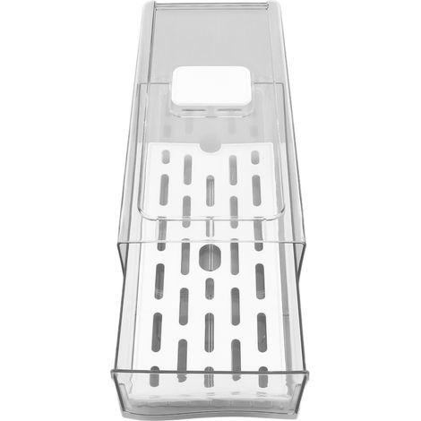 Kühlschrankschublade, hohe transparente Aufbewahrungsbox mit Abtropffläche, kleiner Aufbewahrungskorb + Abtropffläche (1/5)