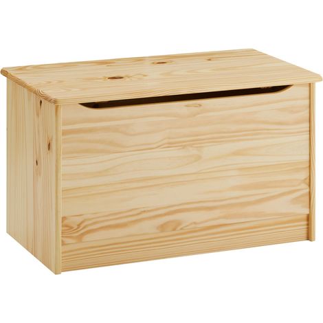 Idimex – Coffre à jouets en pin massif vernis naturel – Dimensions 67 x 30 x 33 cm – 1 plateau rabattable pour rangement optimisé
