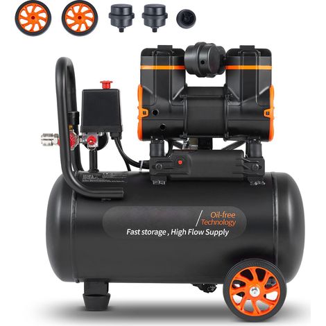 Compresseur d'air 18,2 L 900W 2,2 CFM à 90 PSI, silencieux 70 dB, sans huile (1/5)