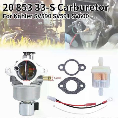 Carburateur 20-853-33-S SV540S pour tracteur tondeuse à gazon Kohler Courage série SV (SV470, SV530, SV540, SV541, SV590, SV591, SV600).