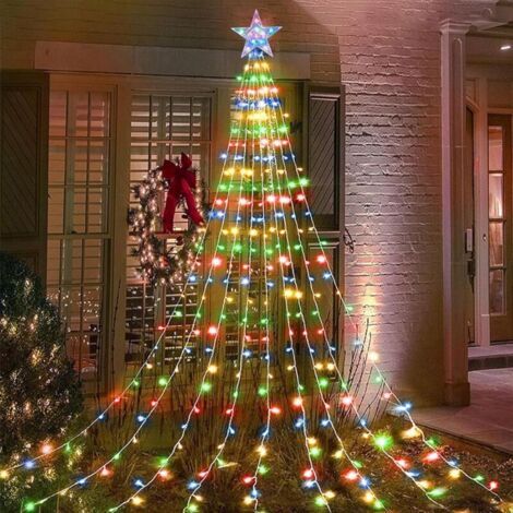 Aofonchy Solar Christmas Tree Lights with Star, 3M Strings 288LED Christmas Lights with Remote Control, Waterproof Luminous Chains, Christmas Decoration Lights for Tree Garden (1/3)