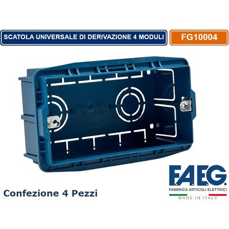 CONFEZIONE 4 PEZZI CASSETTA COMBINATA DA INCASSO MURO 4 POSTI MODELLO MAGNUM CON INSERTI IN FERRO ZINCATO FAEG FG10004 (1/4)