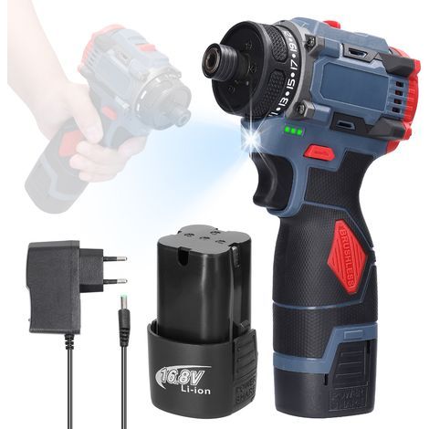 Tournevis sans fil multifonction 16,8 V, couple de 45 N·m, moteur sans balais, avec 2 batteries et chargeur (1/5)