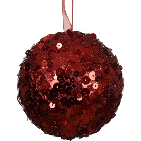 Palline per albero di Natale decorato, colore rosso con paillettes , da Ø 8 cm, 12 pezzi (1/2)
