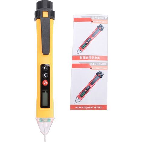 Testeur de tension intelligent Multimètre sans contact avec détection NCV Écran LCD à double plage Alarme sonore et lumineuse pour électriciens Usage domestique VC1010 【Jaune】 (1/5)
