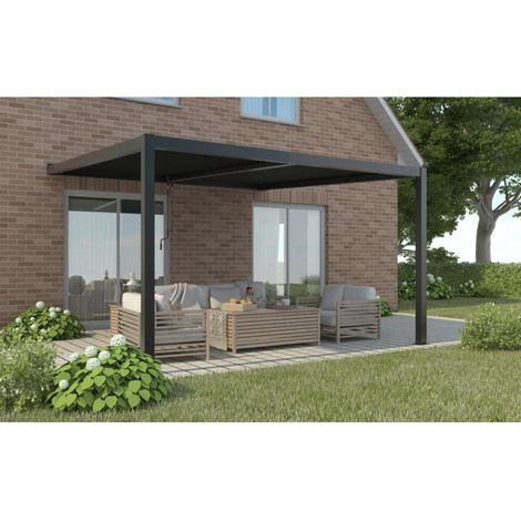 Pergola Bioclimatica Addossata In Alluminio 400x300 Gioia - Antracite (1/4)