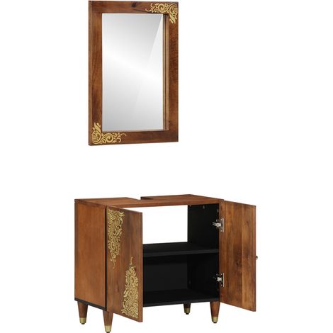 Ensemble de Meubles de Salle de Bain 2 pcs Marron miel (1/5)
