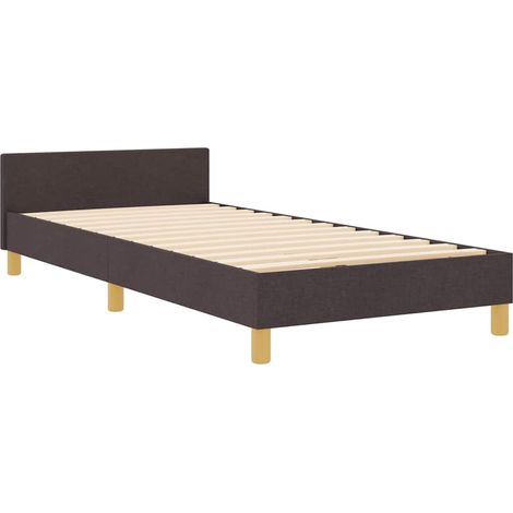 Cadre de lit avec tête de lit Marron foncé 100 x 200 cm tissu vidaXL (1/5)
