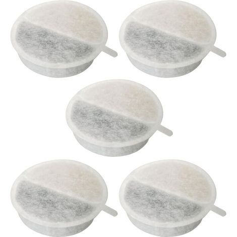 5er-Pack runder Katzenbrunnenfilter, Aktivkohlefilter, 4-lagige Schaumstofffiltration, universell für Hunde und Haustiere, 65 mm (1/5)