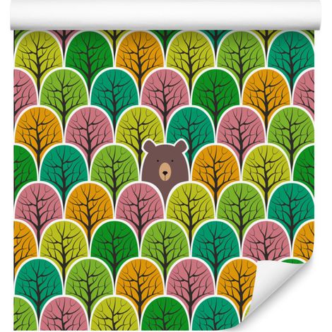 Bunte Wald- und Baumtapete für Wohn- und Schlafzimmer, 50 x 1000 cm (1/5)