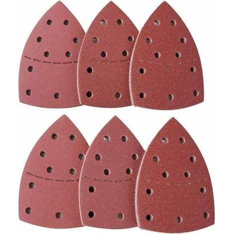 Lot de 60 Feuilles Abrasives, Papier de Ponçage Triangles 11 Trous 40 60 80120 180 240 Idéal pour Ponceuse Multifonction (1/3)