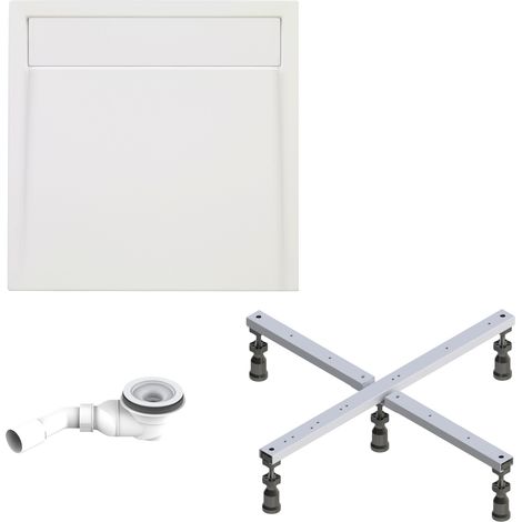 Schulte Duschwanne Brava - aus hochwertigem Sanitäracryl, Komplett Set inkl. Fußgestell und Ablauf, Farbe: Weiß, Größe: 80 x 80 cm (1/3)