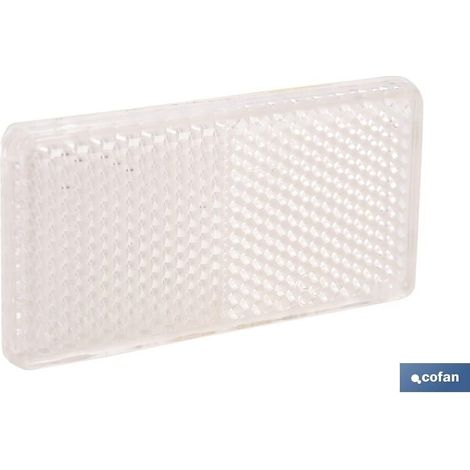 Catadióptrico rectangular blanco 71 x 35 mm con adhesivo resistente al clima (1/4)
