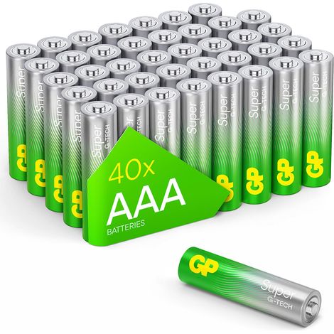 Pilas GP AAA (Micro, LR03) 1,5 V, envase de 40 Unidades, tecnología superalcalina de Larga duración, 40 Unidades.