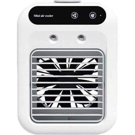 Climatiseur portable 3 en 1, mini rafraîchisseur d'air et humidificateur, 2 vitesses, rechargeable et silencieux, pour bureau, chambre, bureau, voiture et petites pièces -KZQ (1/4)
