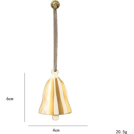 Décorations de sapin de Noël en métal, mini suspensions style nordique, ornements festifs en forme de cloche rayée, accessoires décoratifs pour arbre de Noël, lot de 2 pièces (1/5)