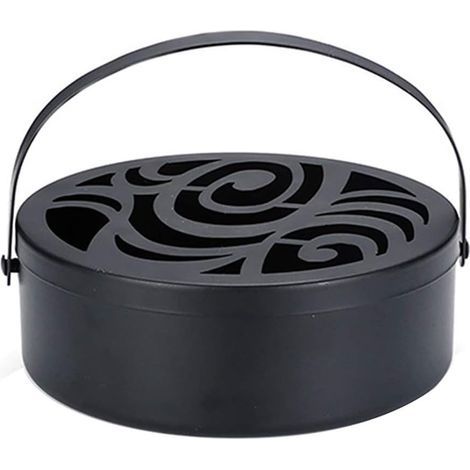 Mosquito Coil Holder Metal Round Incense Burner with Cover and Handle Iron Mosquito Coil Holder (1/5)