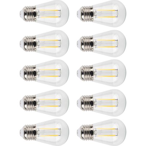 Lot de 10 ampoules LED vintage S14 E27 180 lm à filament en verre transparent 2 W 110 V, lumière chaude (1/5)
