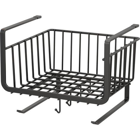 Panier de tiroir avec crochets – porte-essuie-tout, organisateur de rangement pour placards de cuisine – 28 cm, noir (1/3)