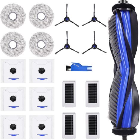 Accessoires pour aspirateurs ECOVACS DEEBOT N30 PRO Omni / N30 OMNI / N30 PRO : 1 brosse principale, 4 lingettes de nettoyage, 4 brosses latérales, 4 filtres HEPA, 6 sacs à poussière (1/5)