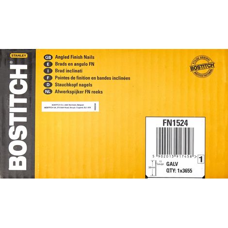 Bostitch 15 Gauge Angled Galvanised Finish Nails 38mm (Pack 3655)