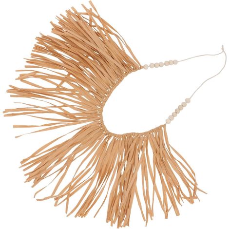 Décoration Murale en Bois Marron Perles Artisanales en Paille, Simple et Élégante, Facile à Suspendre pour Salon ou Chambre (1/5)