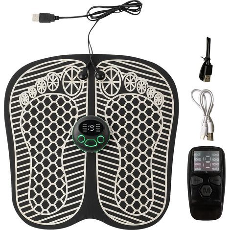 Appareil de massage des pieds EMS avec fonction chauffante, 8 modes et 19 intensités, Tapping, Kneading, Shiatsu Massage, pour douleurs musculaires et relaxation (1/5)