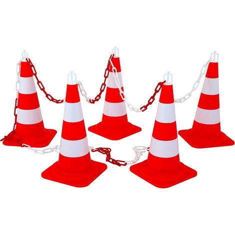 PROVOST - Kit de balisage Provost - 5 cônes orange PVC + chaîne de signalisation 7,5 m