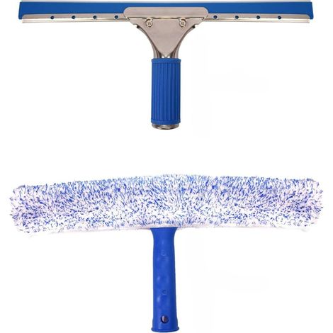 Kit de Nettoyage pour Vitres – Lot de 2 avec Raclette et Microfibre Idéal pour les Vitres Intérieures et Extérieures – Nettoyage Éclatant Sans Traces – Têtes Amovibles pour un Nettoyage (1/5)