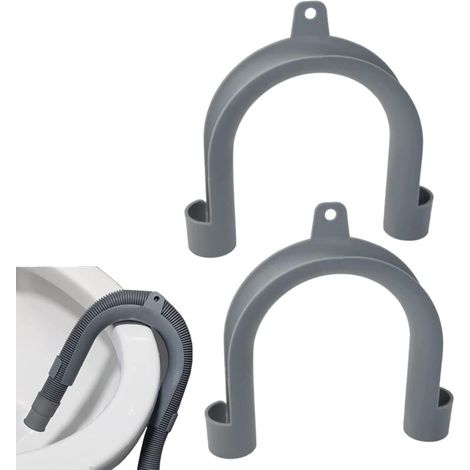 Support Tuyau Machine à Laver, Lot de 2 Crochet pour Tuyau de Sortie, Forme de U Support de Tuyau en Plastique, Universels à 180° pour Les Lave-Linge et Lave-Vaisselle (Extérieur 24mm à 26mm)