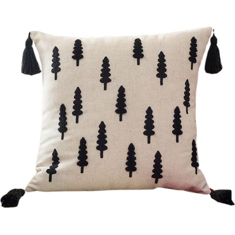 Funda de cojín bordada con forma de árbol de Navidad, materiales: 45 cm