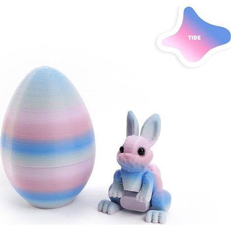 Lapin Articulé Imprimé En 3D - Oeuf Surprise De Pâques - Décor De Bureau Et Garniture De Panier - 1 Pièce (1/3)