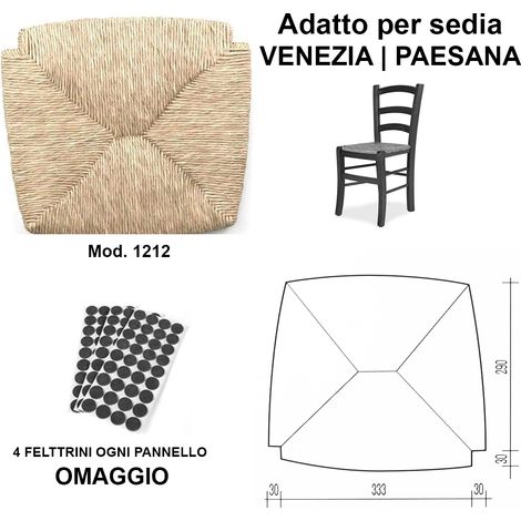 Sedili ricambio paglia 1212 sedile seduta ricambio per sedie telaio fondo per sedie impagliate feltrini omaggio erba palustre