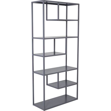 Étagère Bibliothèque 6 Niveaux "Staal" 188cm Gris Clair (1/5)