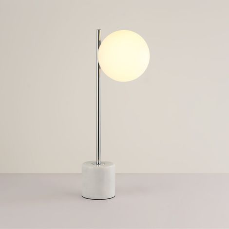 Lampe à poser boule en verre "LICRU" - E27 - Ø 15cm - Chromé