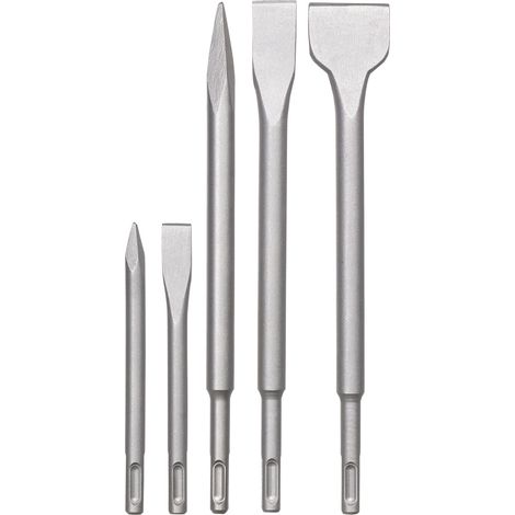 kwb SDS-Plus Meißel-Set für Bohrhammer, 5-teiliger Stein- u. Beton-Meissel Satz im Kunstoff-Koffer