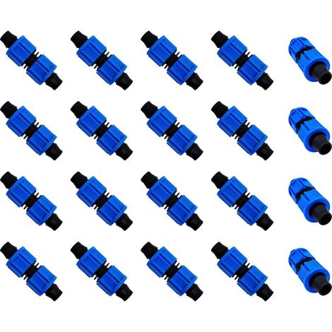 CCYKXA 20x Tropfbewässerungsanschluss, Ackerland-Bewässerungswerkzeug, blauer Anschluss, Universalanschluss, Tropfbewässerungsschlauch-Anschlusssatz (16 mm)