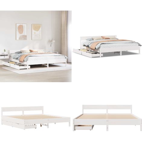 vidaXL Cadre de lit sans matelas blanc 160x200 cm bois de pin massif (1/5)