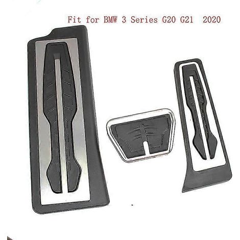 Pédales en acier inoxydable pour BMW Série 3 X3 X4 X5 (2018-2020) : accélérateur, essence, frein, repose-pieds, tapis et revêtements. (1/5)