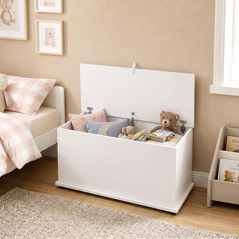 Structure Robuste 120 kg Optimisation de l'Espace Coffre de Rangement Blanc 80x40x45 cm Banc de Lit et Repose-Pieds (1/5)