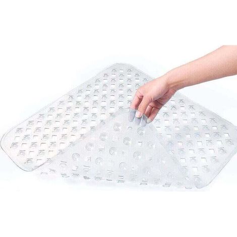 Tapis de Bain de Douche, 53x53cm Tapis de Baignoire Antidérapant, Tapis de Douches Antiderapant Carré à Ventouses, Anti Glisse Tapis, Lavable en Machine, Transparent