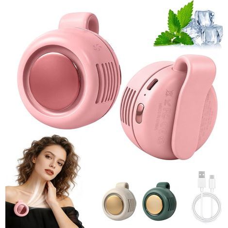 Mini Ventilateur Sans Lames Portable Clip-On, Ventilateur Silencieux 3 Vitesses pour Vêtements, Ceinture ou Sac – Rose (1/5)