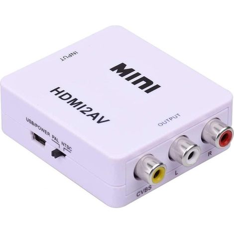 Convertisseur HDMI vers RCA - Résolution 1080p - Sortie Composite CVBS PAL/NTSC - Pour TV DVD VHS - 1 Pièce (1/5)
