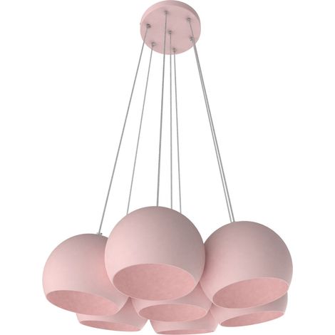 LUMICOM JOE Sospensione, 7X E27, max 42W, metallo, rosa, D.25cm (1/4)