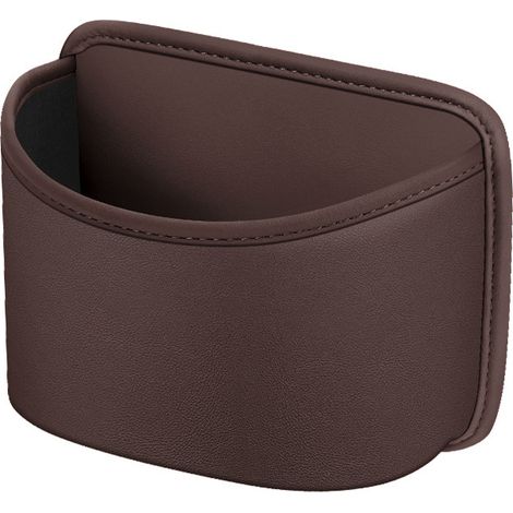 Compartiment de rangement pour voiture - Sac de siège auto multifonctionnel avec clip - Rangement pour objets et poubelle - Pour siège auto, portière et console - Cuir PU résistant - Marron moka